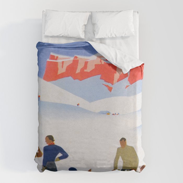 Dolomites Italy Vintage Ski Poster Duvet Cover