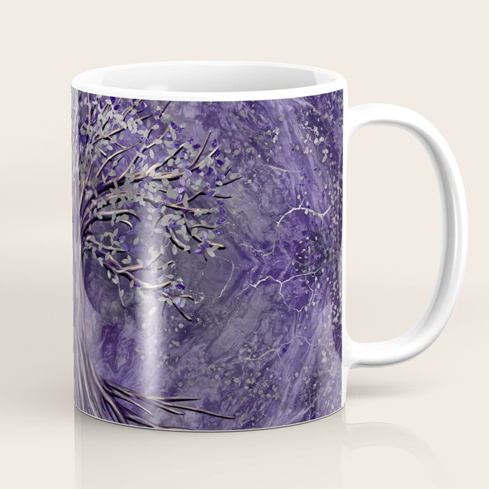 Tree Of Life -Yggdrasil Amethyst And Silver Coffee Mug