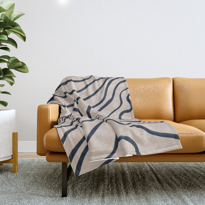 Topographic Map / Nude & Dark Blue Throw Blanket
