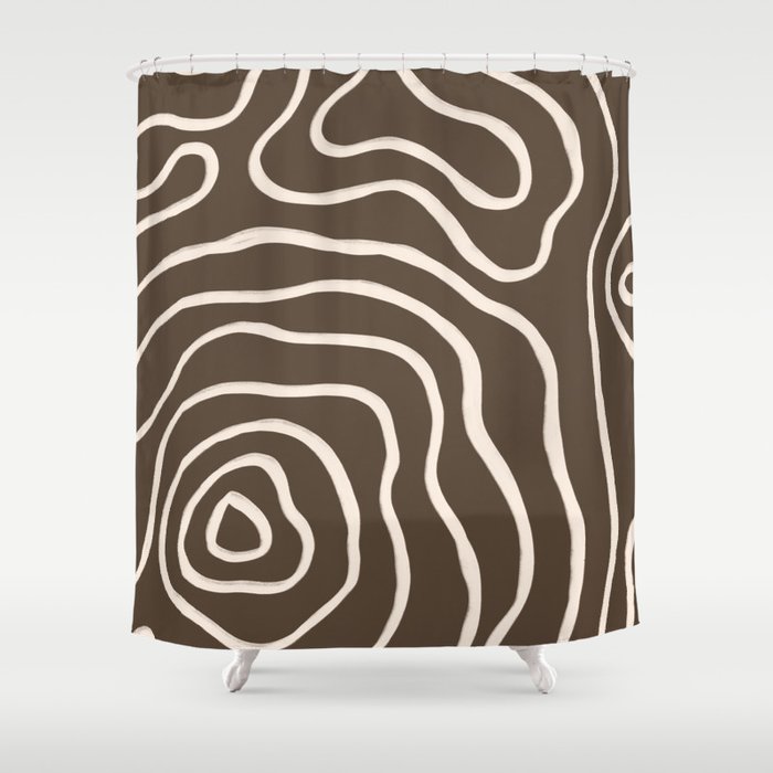 Topographic Map / Brown & Nude Shower Curtain