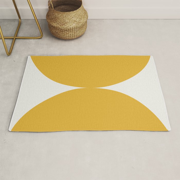 Bold Geometric Shapes Maximalism Xii Golden Yellow Rug