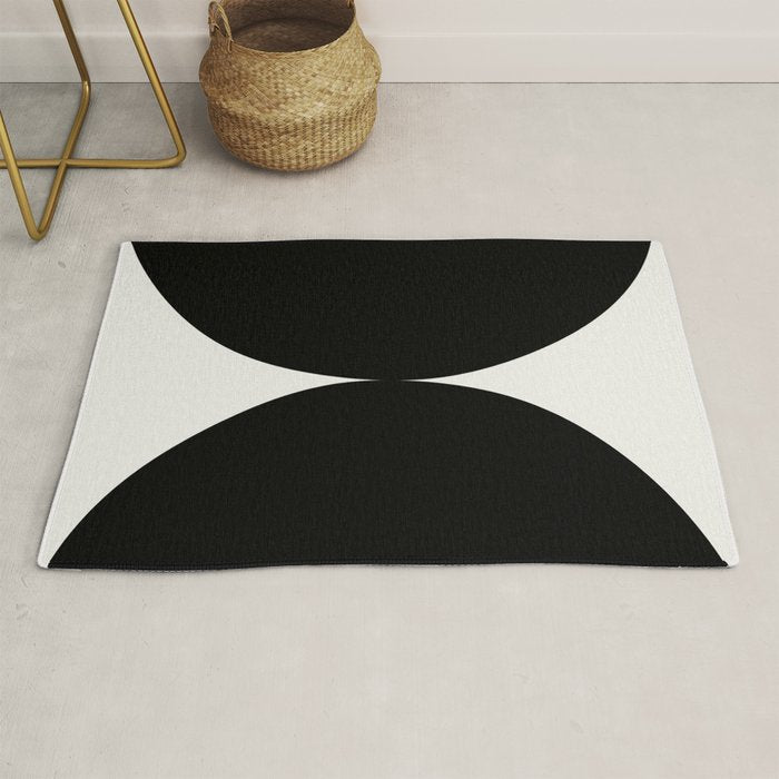 Bold Geometric Shapes Maximalism X Black And White Rug