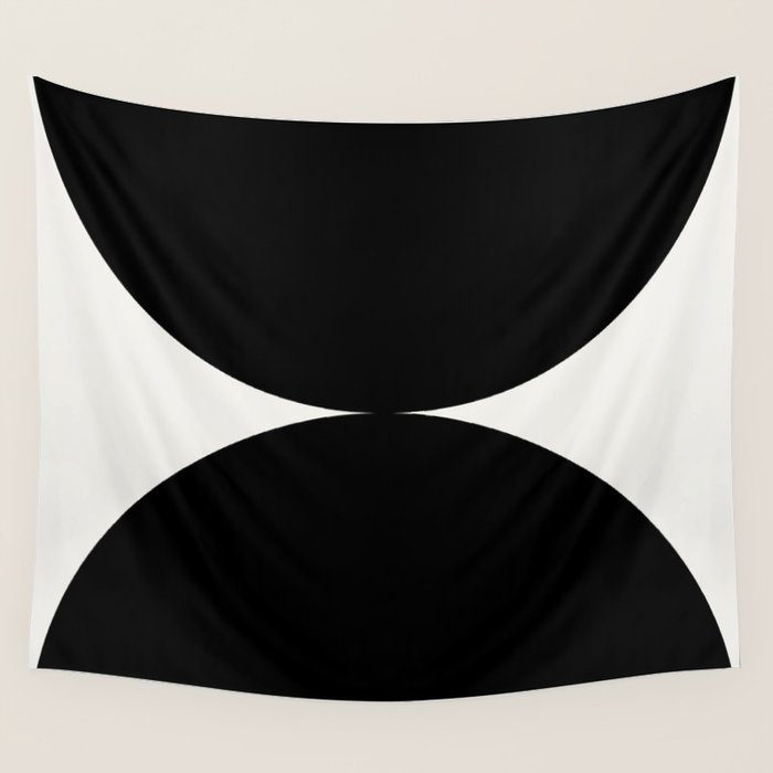 Bold Geometric Shapes Maximalism X Black And White Wall Tapestry