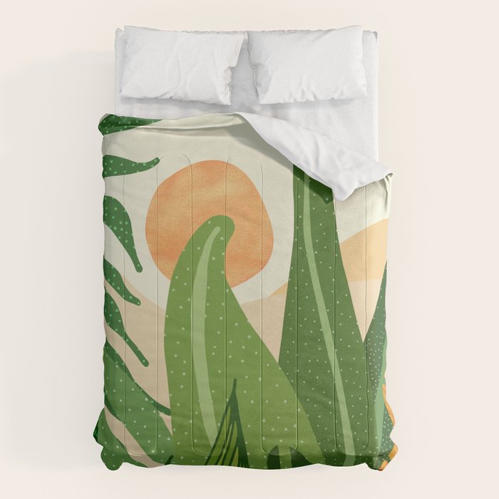 Summer In The Tropics Sunset Scene Comforter