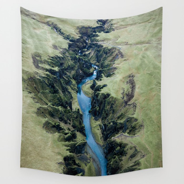 Aerial View Of FjaðRáRgljúFur Canyon In Iceland Wall Tapestry