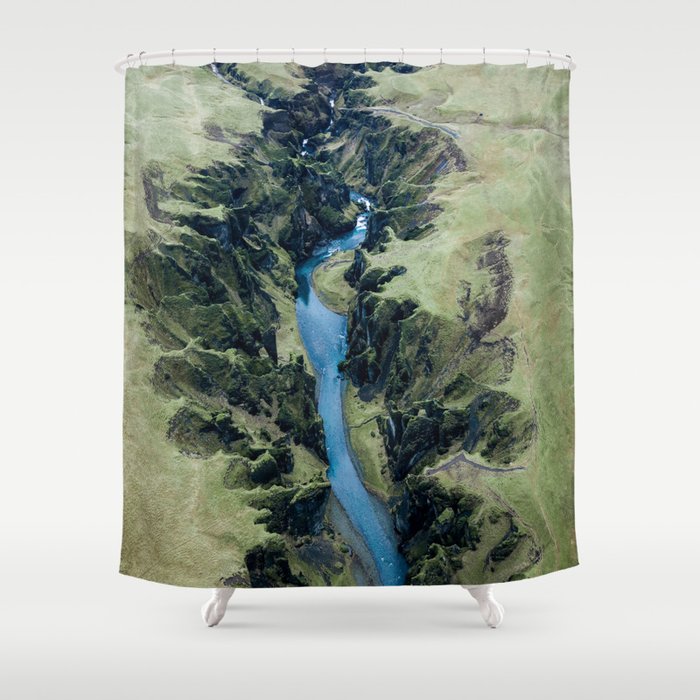 Aerial View Of FjaðRáRgljúFur Canyon In Iceland Shower Curtain