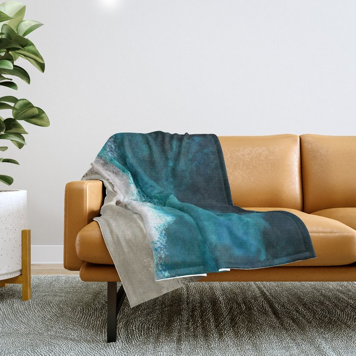 Watercolour Summer Beach V Throw Blanket