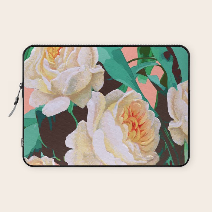 Tropical & White Blossom #Painting #Tropical #Botanical Laptop Sleeve