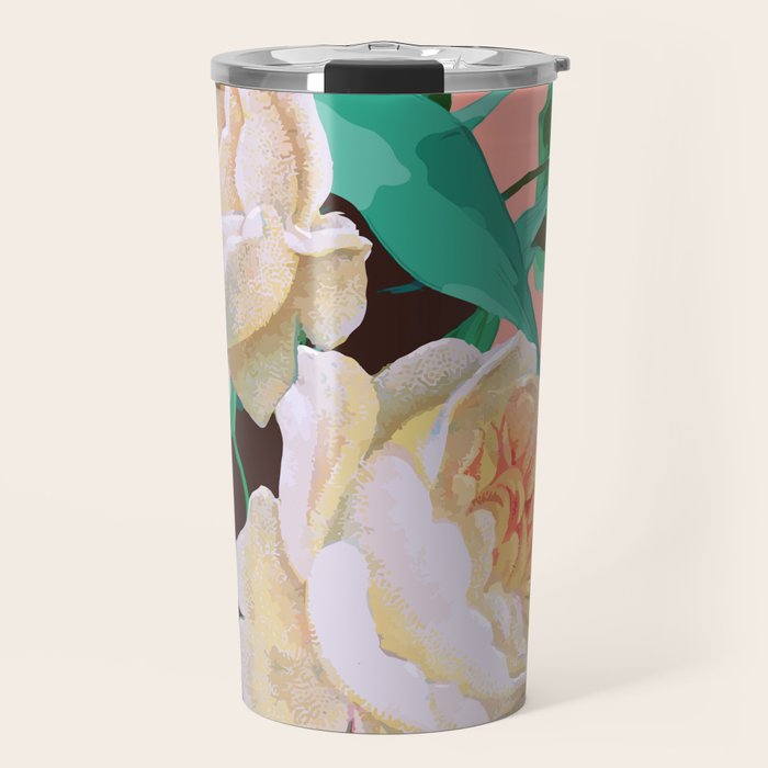 Tropical & White Blossom #Painting #Tropical #Botanical Travel Mug