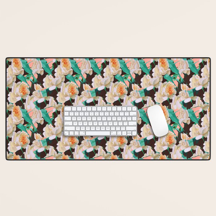 Tropical & White Blossom #Painting #Tropical #Botanical Desk Mat
