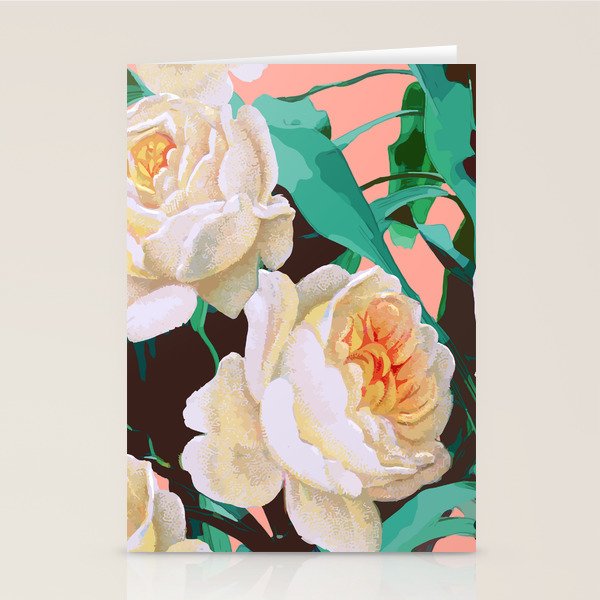 Tropical & White Blossom #Painting #Tropical #Botanical Stationery Card