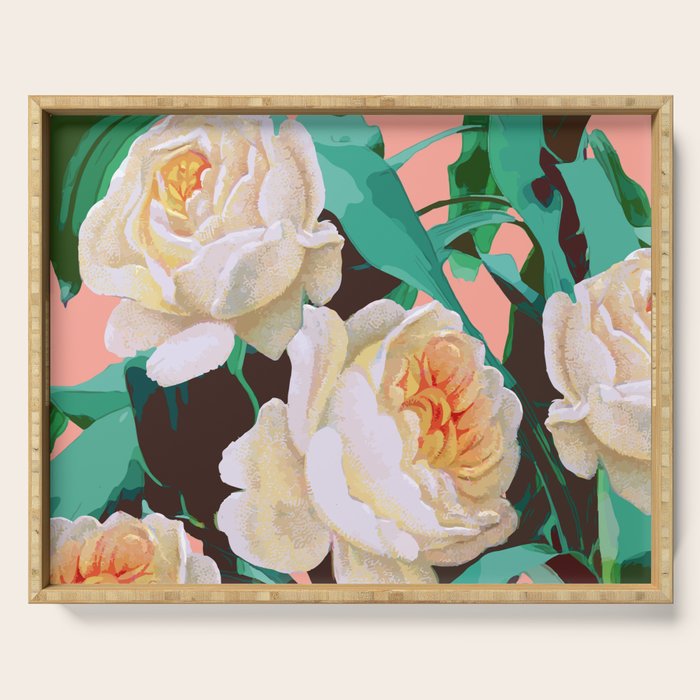 Tropical & White Blossom #Painting #Tropical #Botanical Serving Tray
