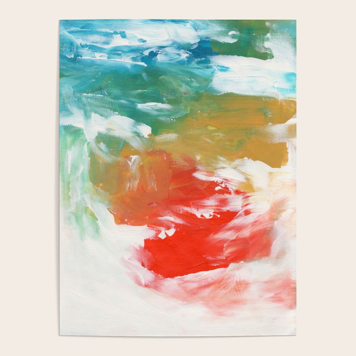Ejaaz Haniff Colorful Abstract Acrylic Painting 'Storm In Paradise' Poster