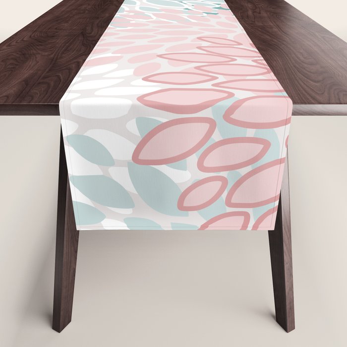 Floral Bloom, Teal, Green, Pink And White Table Runner