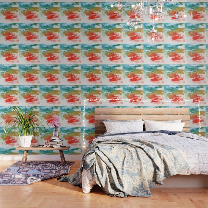 Ejaaz Haniff Colorful Abstract Acrylic Painting 'Storm In Paradise' Wallpaper
