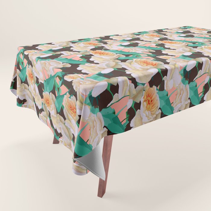 Tropical & White Blossom #Painting #Tropical #Botanical Tablecloth