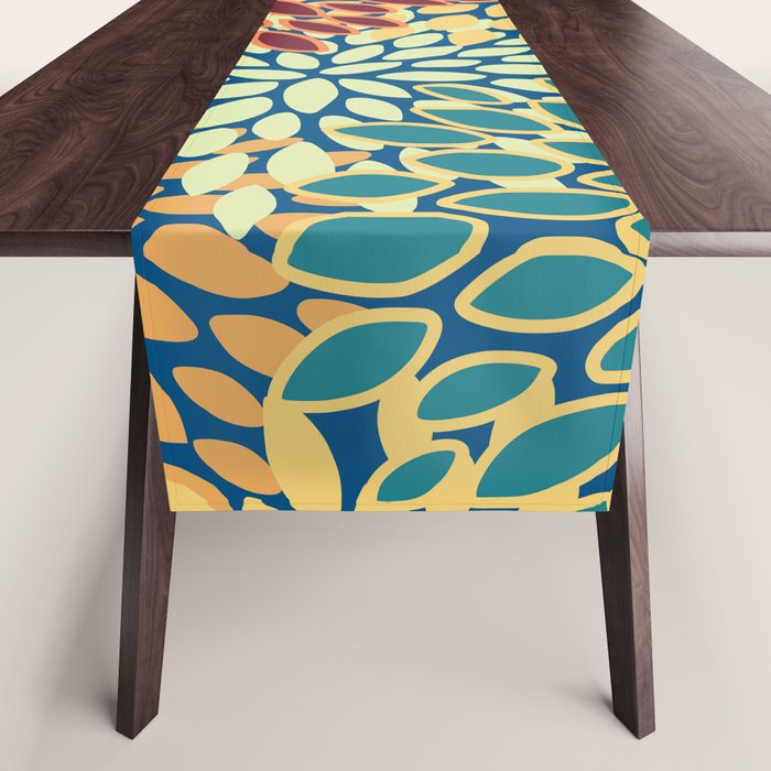 Festive Floral Prints, Red, Teal, Yellow, Orange, Colourful Prints Table Runner