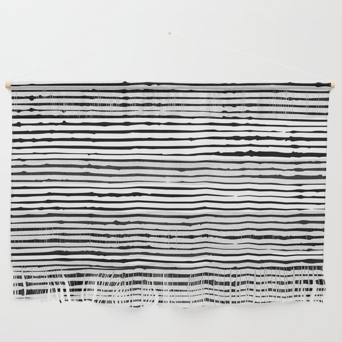 Rustic, Abstract Stripes Pattern, Black And White Wall Hanging