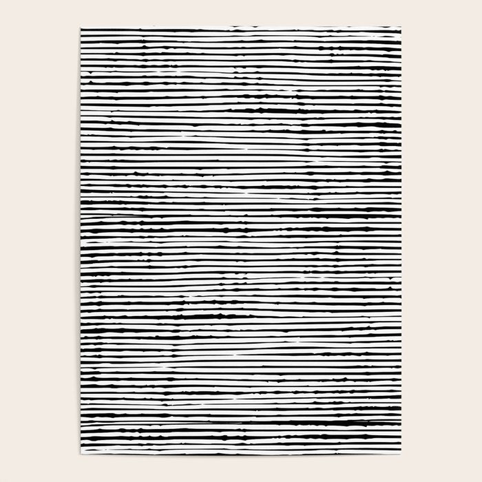 Rustic, Abstract Stripes Pattern, Black And White Poster