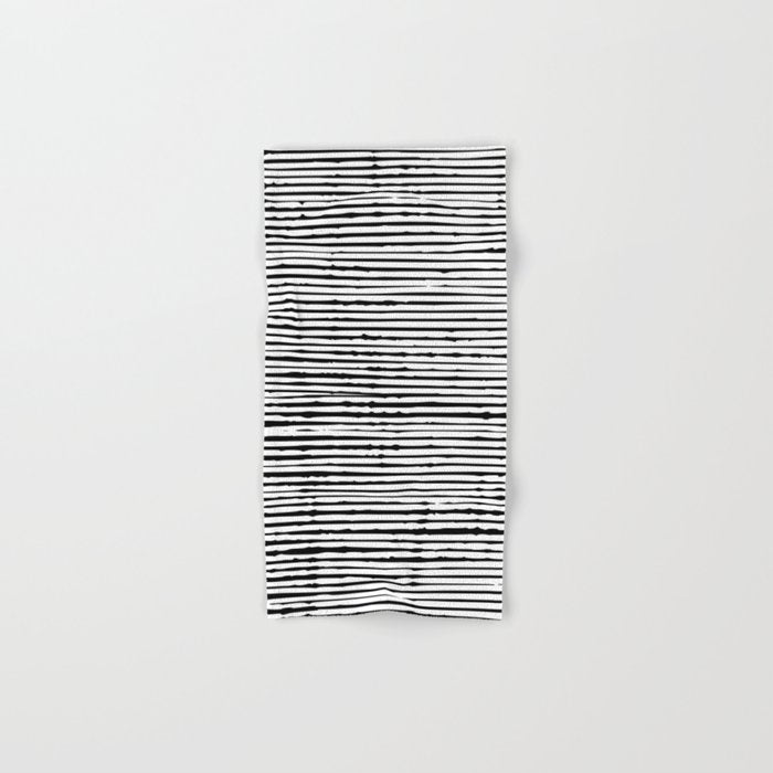 Rustic, Abstract Stripes Pattern, Black And White Bath Towel