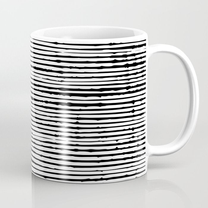 Rustic, Abstract Stripes Pattern, Black And White Coffee Mug