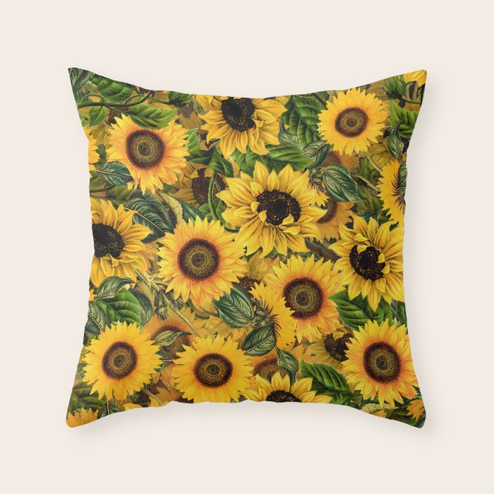 Vintage & Shabby Chic - Noon Sunflowers Garden Throw Pillow