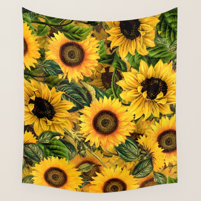 Vintage & Shabby Chic - Noon Sunflowers Garden Wall Tapestry