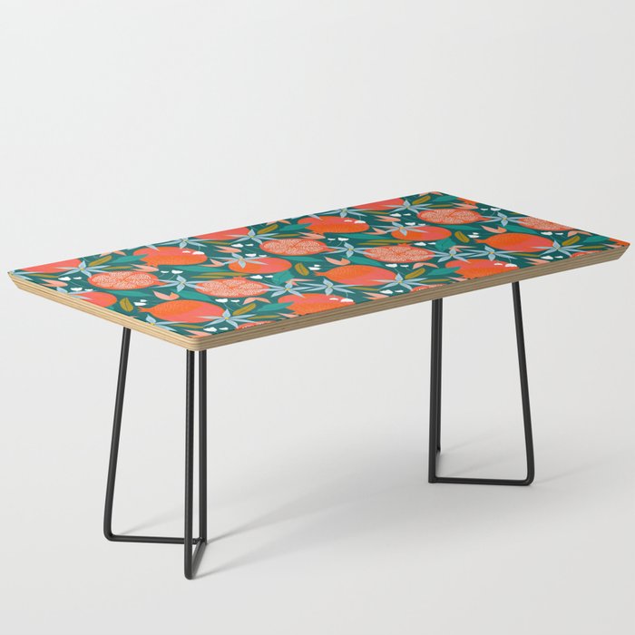 Summer Pomegranate, Tropical Fruit Illustration, Colorful Eclectic Bohemian Juicy Summer Botanical Coffee Table