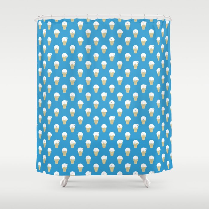 Polar Bear Ice Cream Pattern Shower Curtain