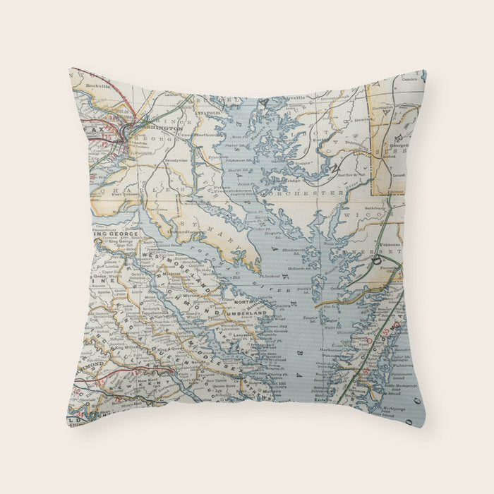 Vintage Map Of The Chesapeake Bay (1901) Throw Pillow