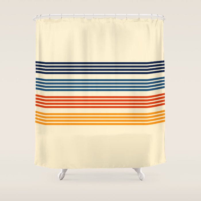 Kenshin - Classic Old School Retro Stripes Shower Curtain