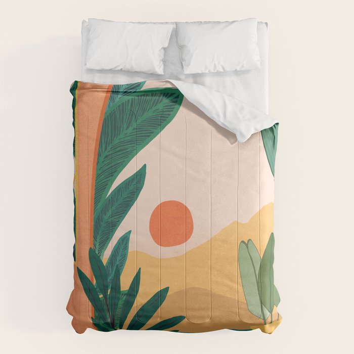 Santa Fe Oasis Desert Landscape With Plants Comforter