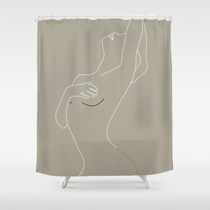 Minimal Line Art Woman Figure Ii Shower Curtain