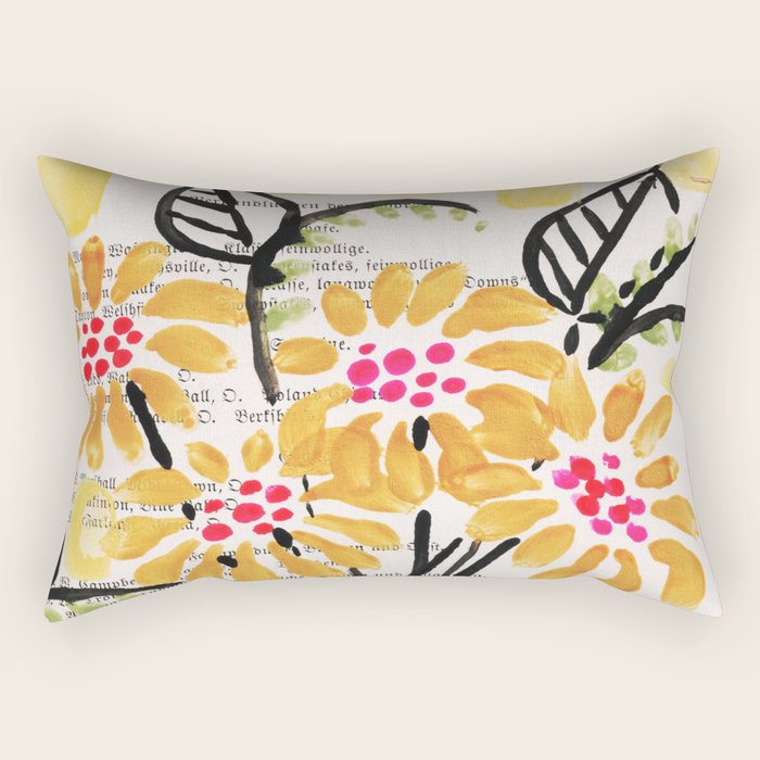 Gouache 2, Still Life: Flowers In A Vase With Striped Wallpaper Rectangular Pillow