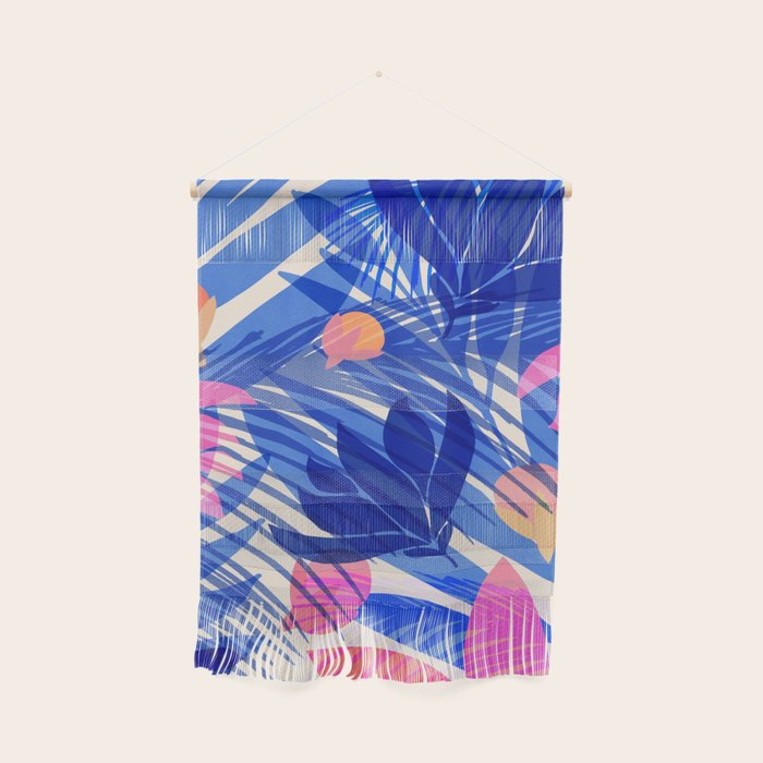 Breezy Tropics Blue Floral Design Wall Hanging