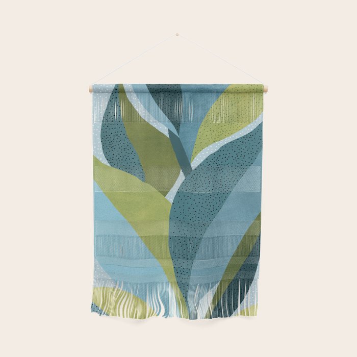 Abstract Maximal Flora In French Blue And Olive Wall Hanging
