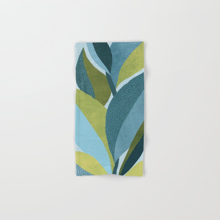 Abstract Maximal Flora In French Blue And Olive Bath Towel