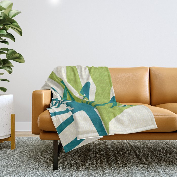 Playful Abstract Plant Shapes Throw Blanket