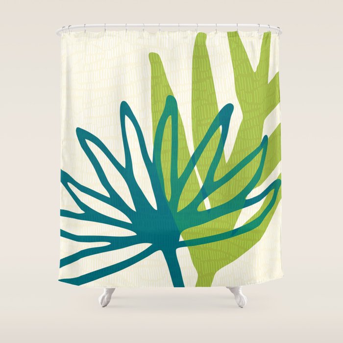 Playful Abstract Plant Shapes Shower Curtain