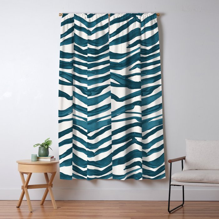 Zebra Print - Teal Palette Window Curtain