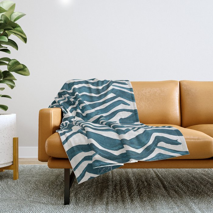Zebra Print - Teal Palette Throw Blanket