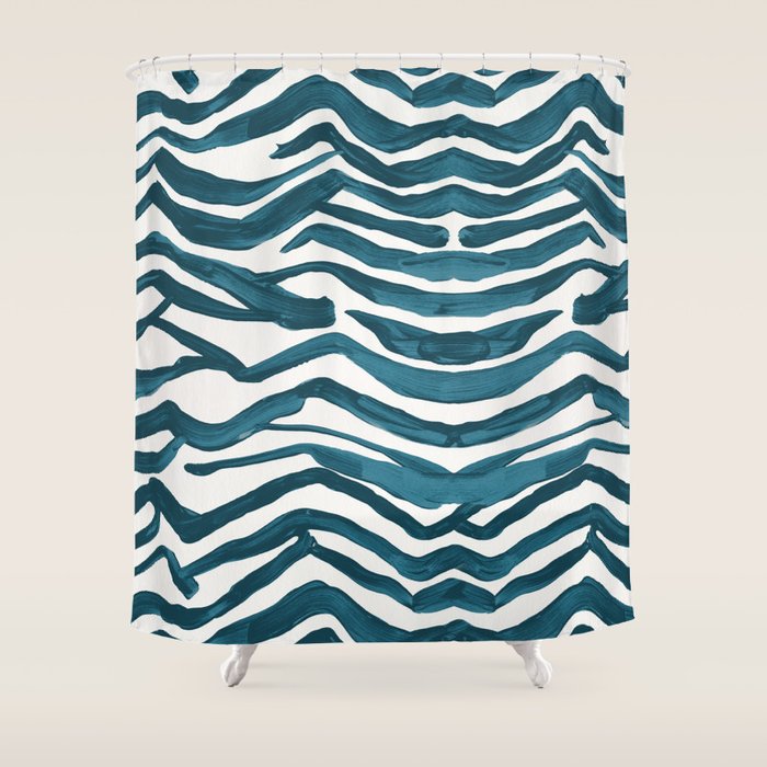 Zebra Print - Teal Palette Shower Curtain