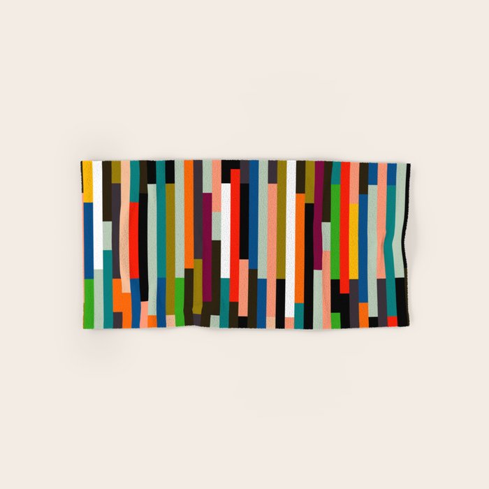 Mid Century Stripes Geometry Retro Bath Towel