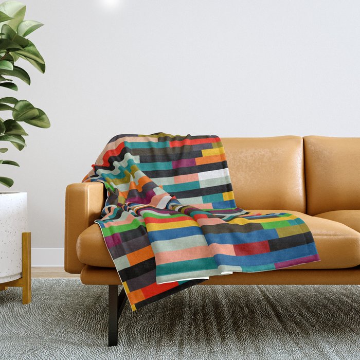 Mid Century Stripes Geometry Retro Throw Blanket