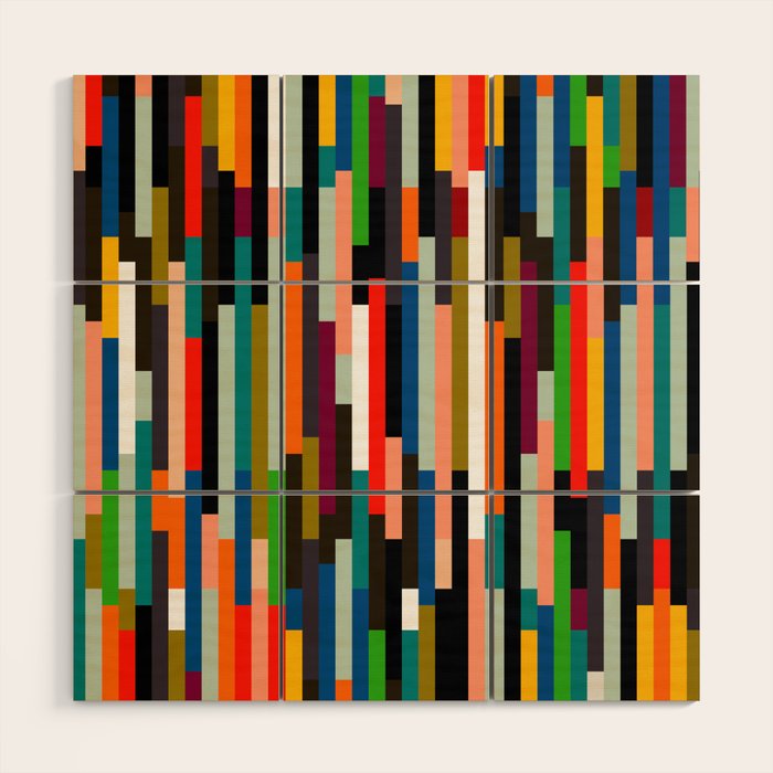 Mid Century Stripes Geometry Retro Wood Wall Art