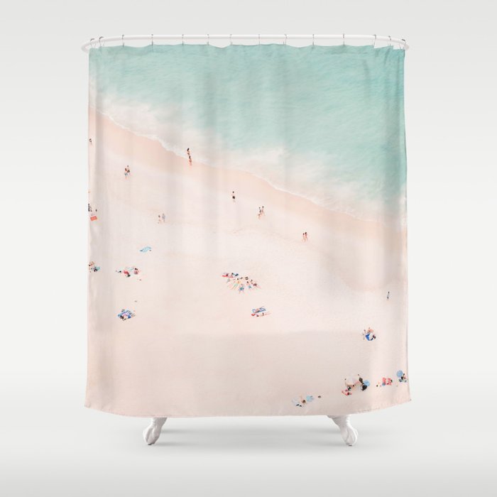Aerial Beach Summer Bliss - Elegant Minimal Beach People - Ocean - Sea Photography By Ingrid Beddoes Shower Curtain