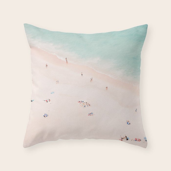 Aerial Beach Summer Bliss - Elegant Minimal Beach People - Ocean - Sea Photography By Ingrid Beddoes Throw Pillow
