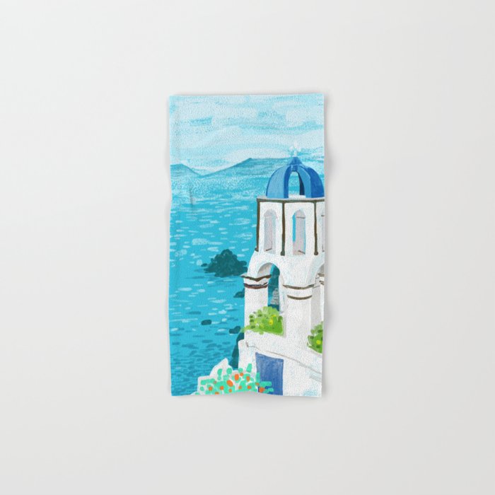 Greek Landscape #Painting #Travel #Greece Bath Towel