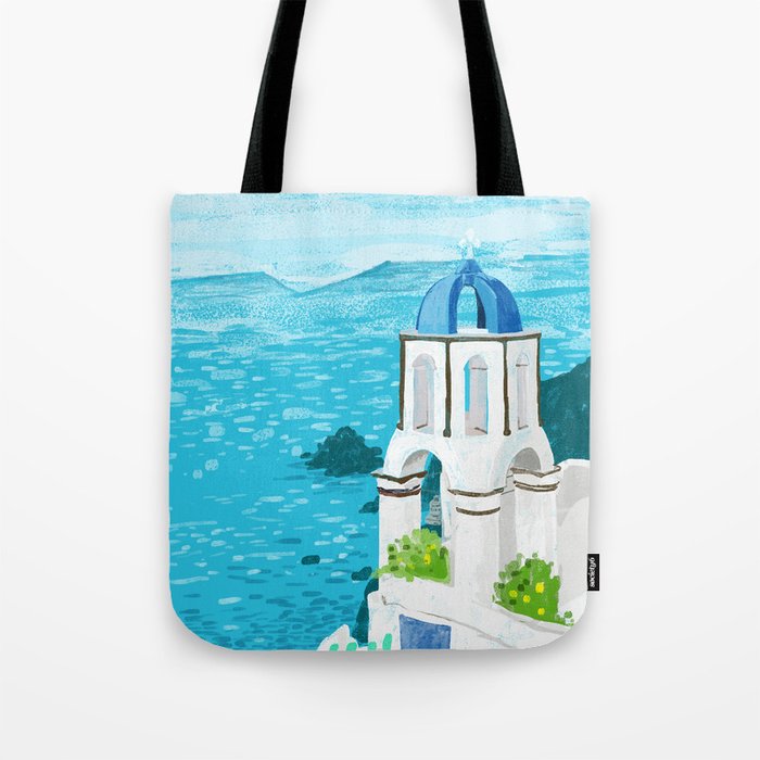 Greek Landscape #Painting #Travel #Greece Tote Bag
