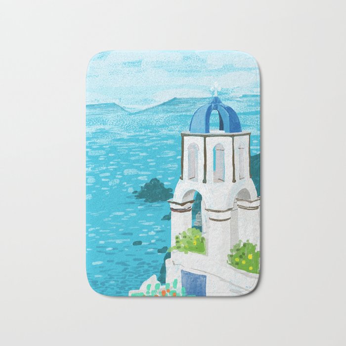 Greek Landscape #Painting #Travel #Greece Bath Mat